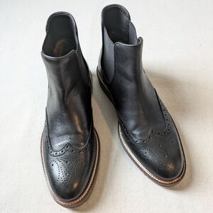 Johnston & Murphy Black Leather Wingtip Boots